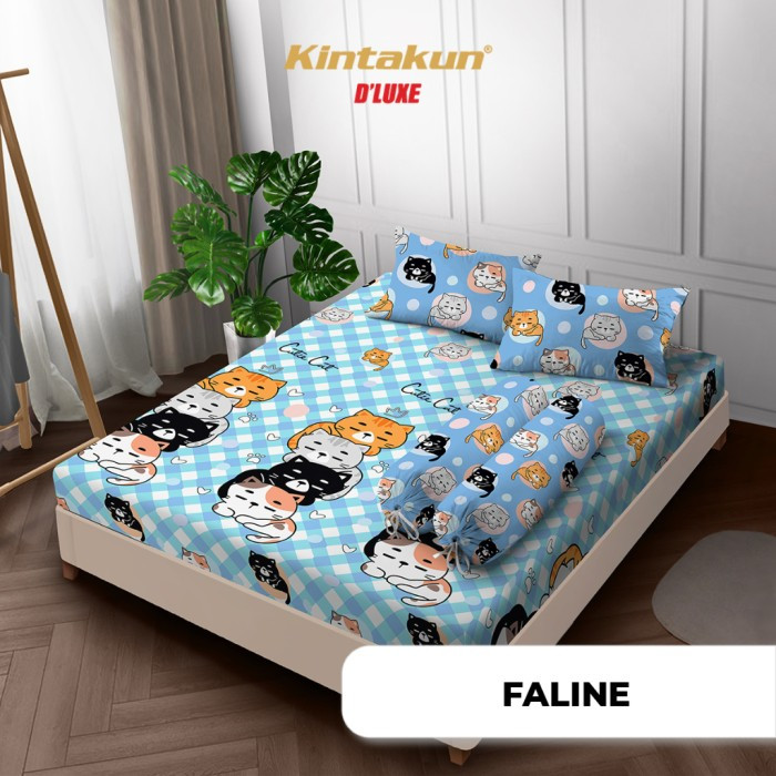 3in1 Sprei Kintakun Dluxe 3D King Queen Single 180 160 120 100 Motif Faline Cat Kucing