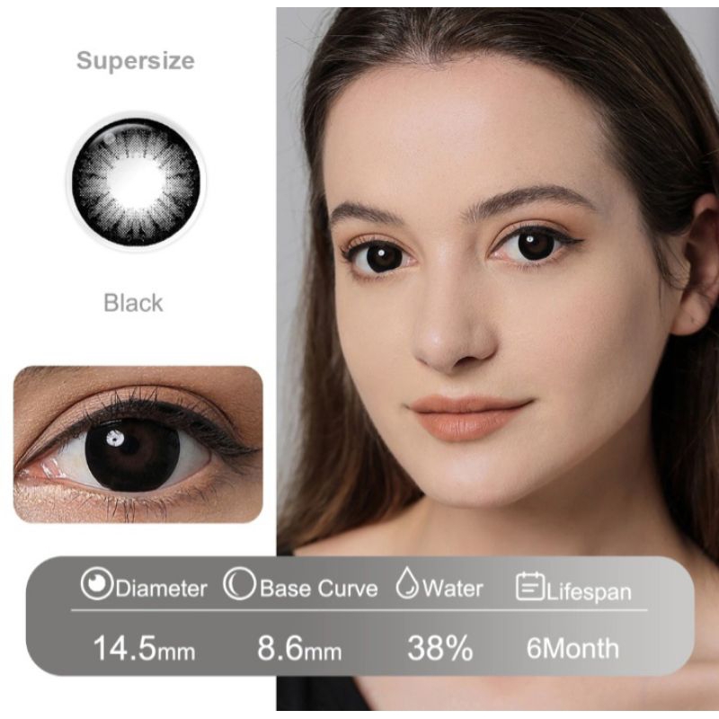 (ACEH) Softlens minus hitam black / soflen / lensa kontak / softlen