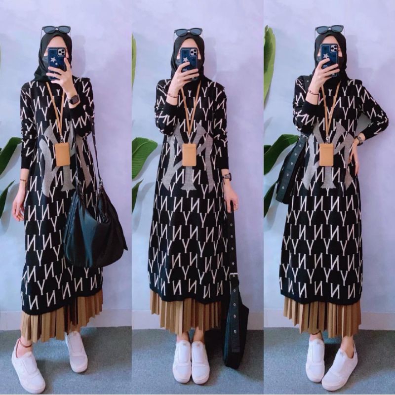 NY Rajut Tunik wanita tunik jumbo tunik muslim tunik muslimah tunik rajut jumbo tunik rajut premium 