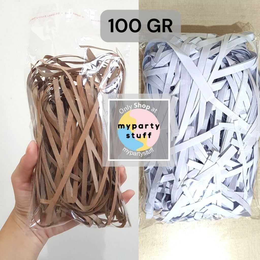 

100gr Kertas Cacah Kertas Shredded Kertas Serut Shredded Paper Kertas Potongan Tambahan Packing Hampers Parcel Gift Box Kado Kertas Kraft Samson