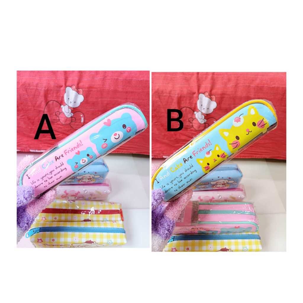 

Kotak tempat pensil lucu karakter kucing dan bear