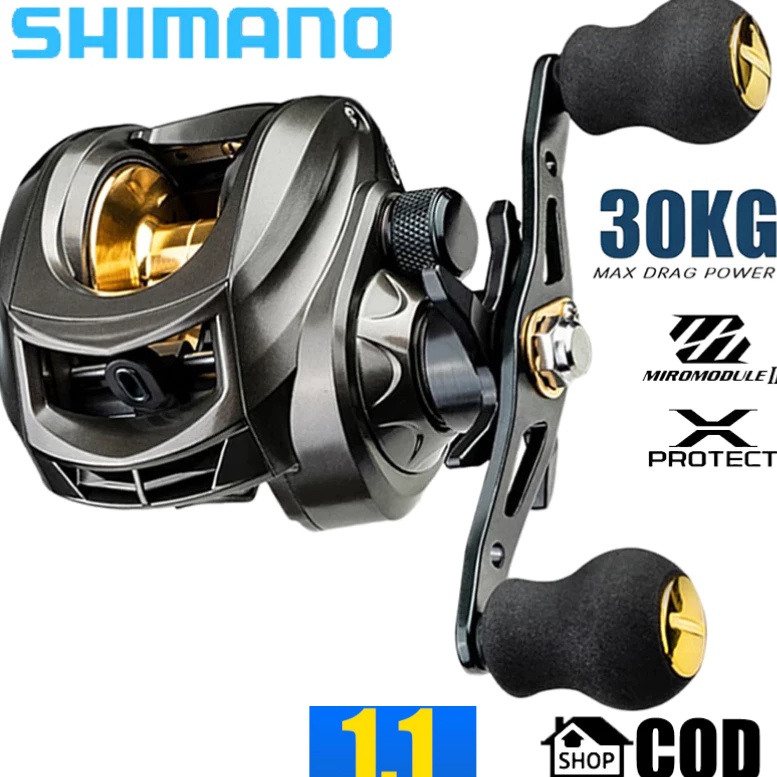 SHIMANO Fishing Reel Fishing Rod Set Pancing BC Reel 721 Metal Fishing Reel Max Drag 8kg Sistem 1set