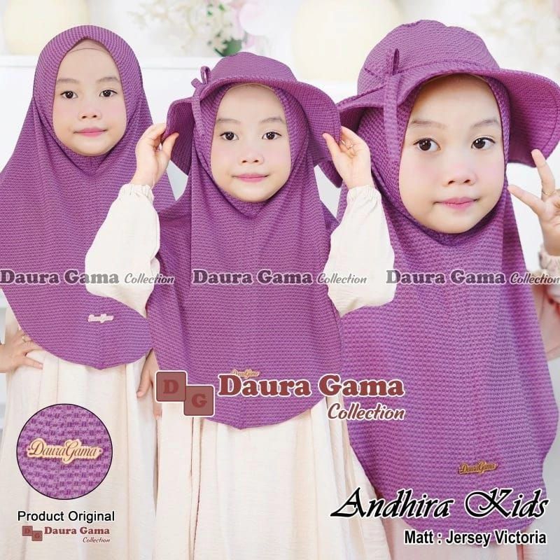 HIJAB INSTAN ANAK MODEL TOPI MATT JERSEY VICTORIA BY DAURA GAMA, JILBAB ANAK TOPI 2 IN 1 MURAH BERKW