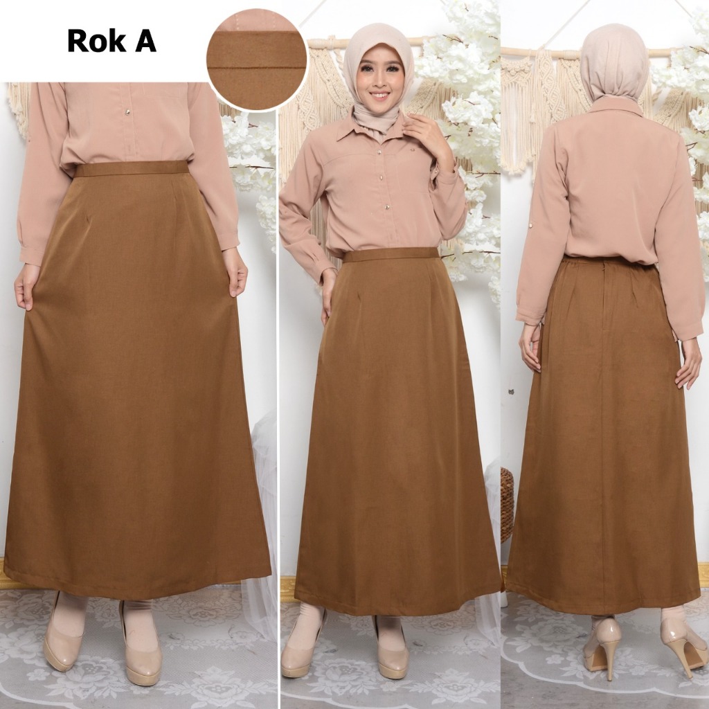 Rok Bawahan Kerja Wanita Khaki Tua Model Rok Span/Rok.A Katun