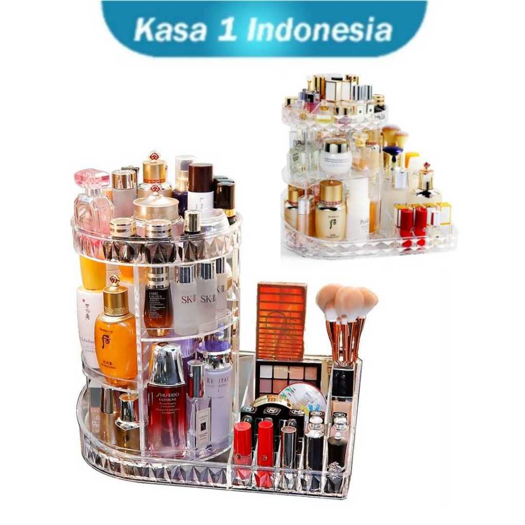 Rak Make Up Kosmetik Petak Acrylic Putar 360 Derajat
