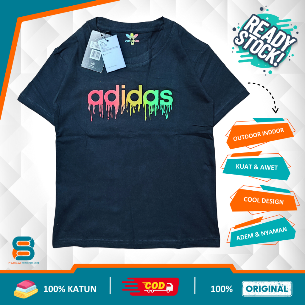 Baju kaos atasan anak laki laki branded ADIDAS premium distro kids umur 9 - 10 tahun original sisa e