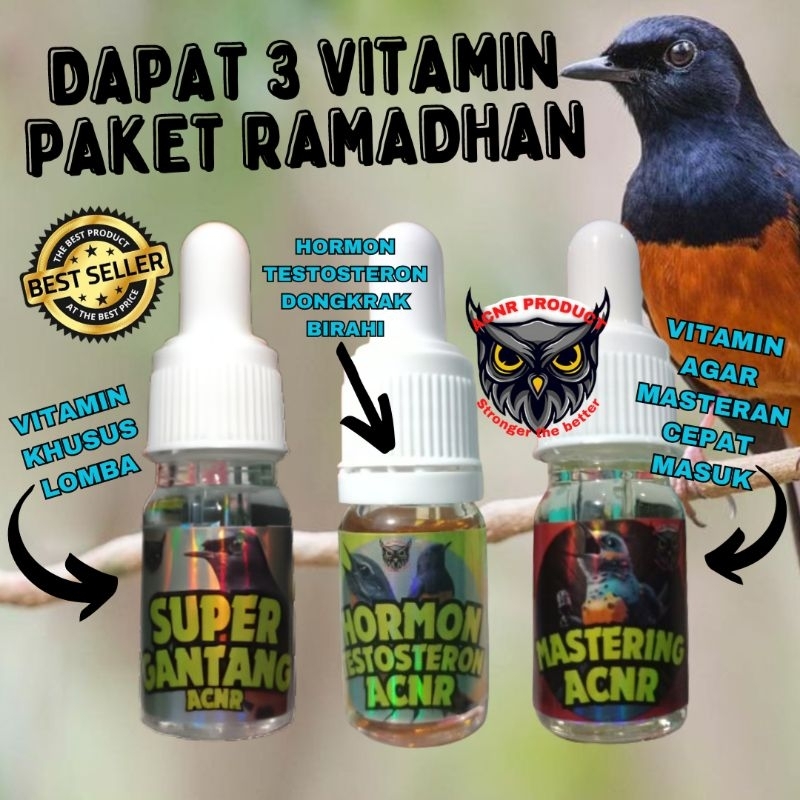 VITAMIN BURUNG HORMON TESTOSTERON BURUNG VITAMIN PENGGACOR BURUNG MURAI BATU ,PLECI ,KENARI ,SOGON V