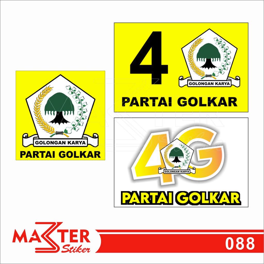 

088 - Stiker Logo Partai Golkar, Sticker Vinyl, Premium, Tahan Air, Termurah, dan Bisa Custom