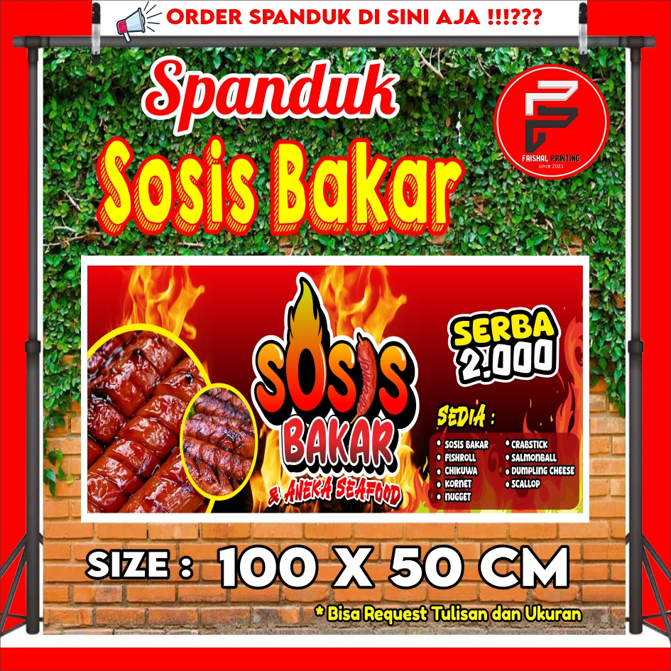 Terpopuler Banner Sosis Bakar Aneka Sate Seafood, Spanduk Sosis