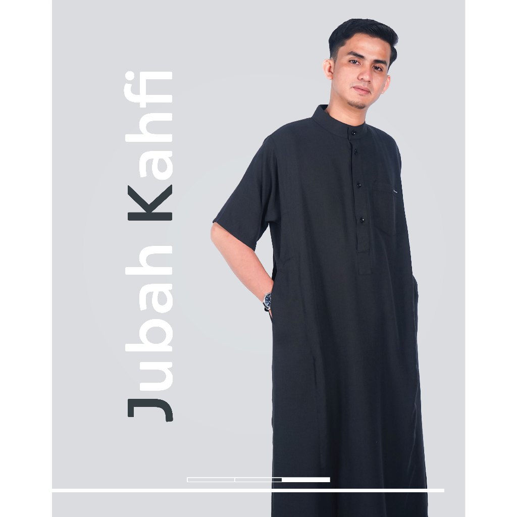 Jubah Kahfi Tamuri Lengan Pendek Baju Jubah Gamis Modern Pakaian Muslim Pria Dewasa