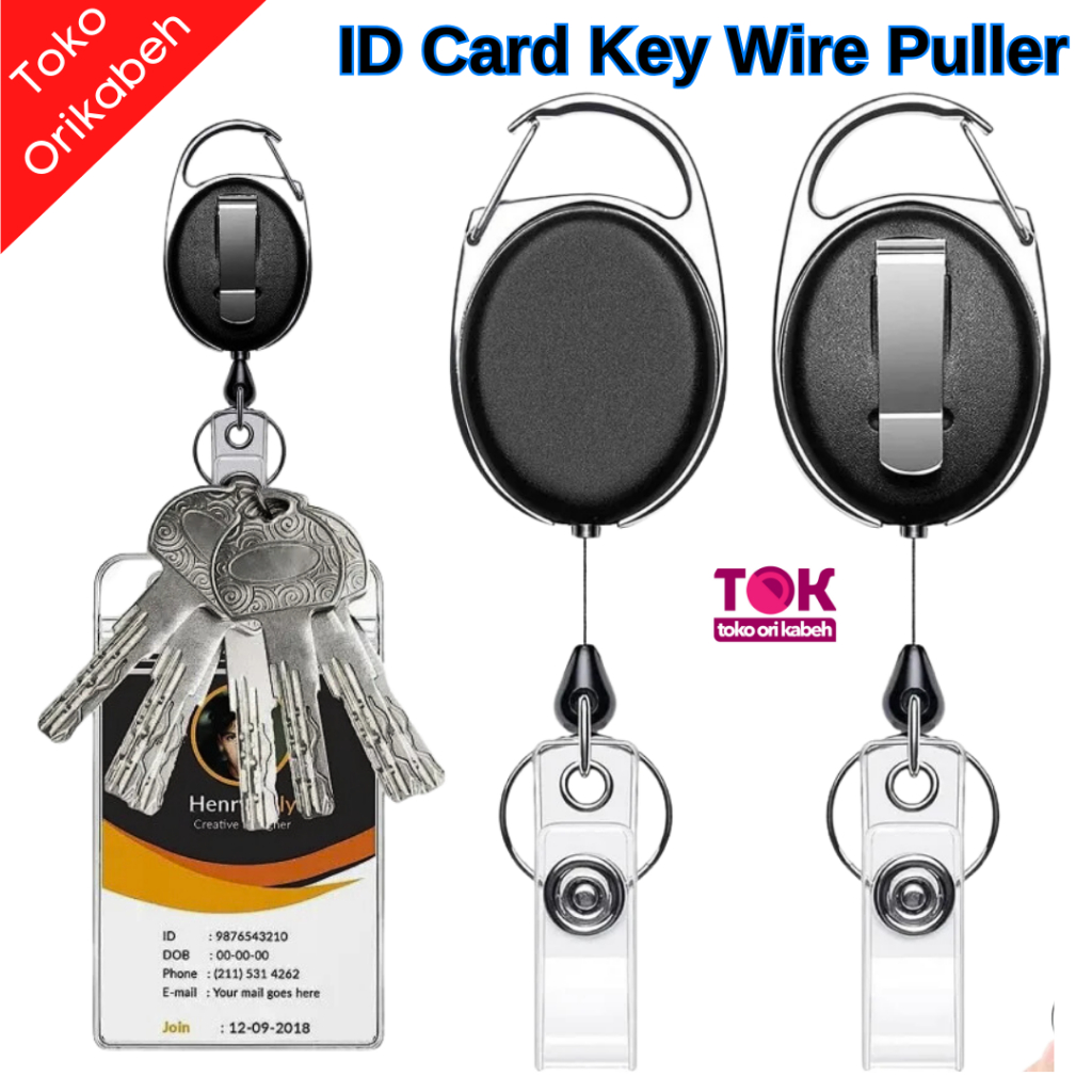 

Lanyard Tali Gantungan ID Card Holder Name Tag Hang Tag Papan Nama Bisa Ditarik Klip Gantungan Kunci