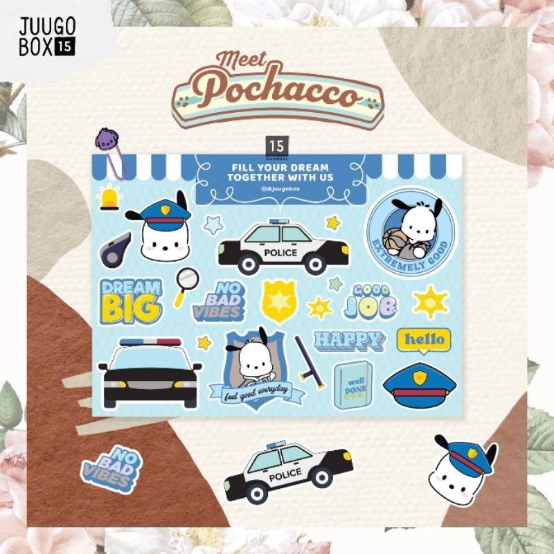 

READY - Deco Sticker Scrapbook Stiker Sanrio Pochacco Quotes Vinyl Anti Air Kiss Cut Cute Lucu Aesthetic Retro Journal Case Airpod