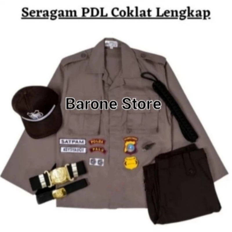 Baju Seragam Satpam / Security Coklat PDL Lengkap, Murah Berkualitas