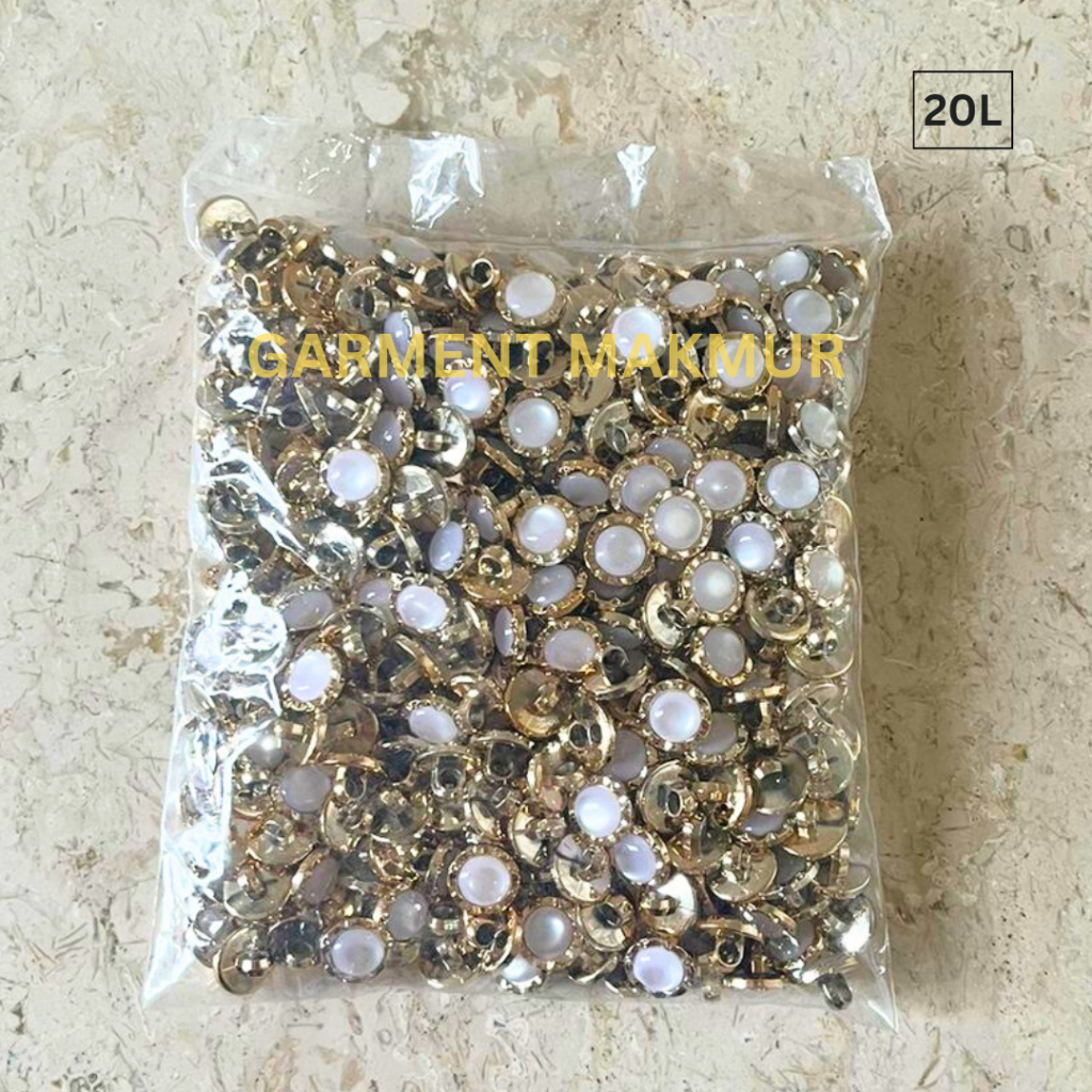 Kancing Blouse Jamur Mutiara List Gelombang 20L 24L  | Kancing Jamur Mutiara Pinggiran Gelombang War