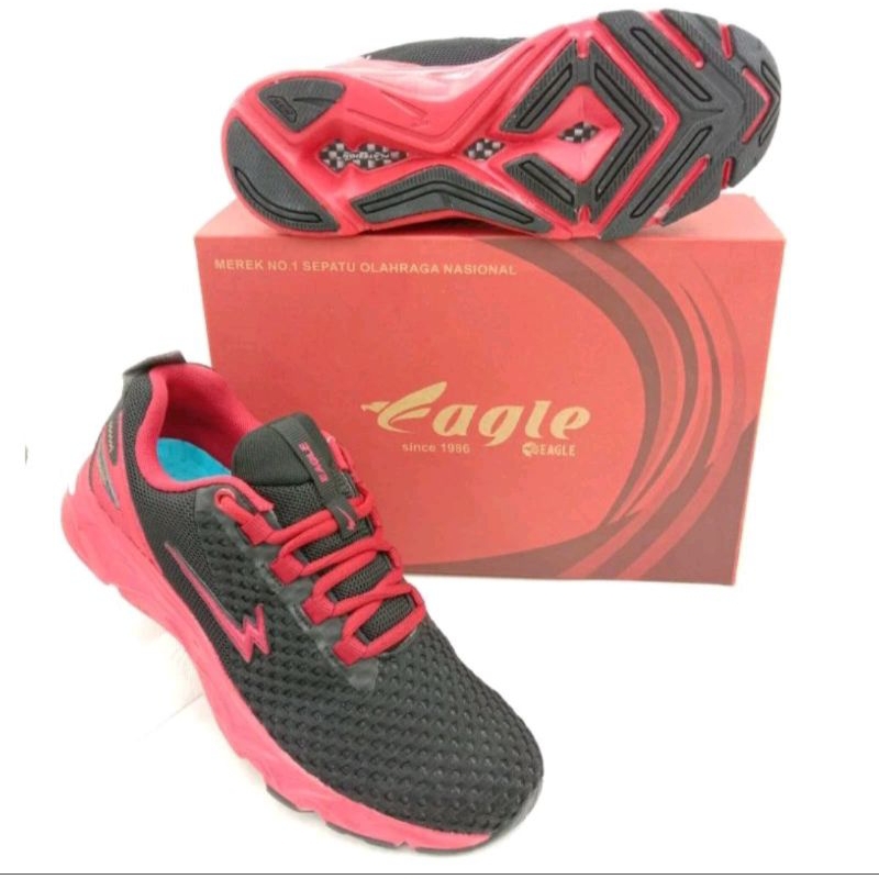 Sepatu Running Pria Eagle Scope Hitam_merah Original