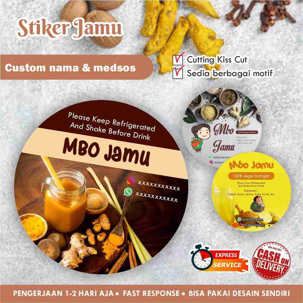 

[170 pcs] Stiker Cromo bulat Jamu / Label kemasan makanan minuman / promosi / murah / chromo