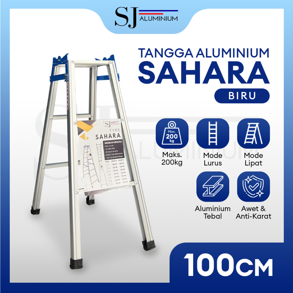 [SAHARA] Tangga Aluminium / Tangga Lipat / Tangga Aluminium Lipat - Jumbo & Multifungsi Tahan 200 KG