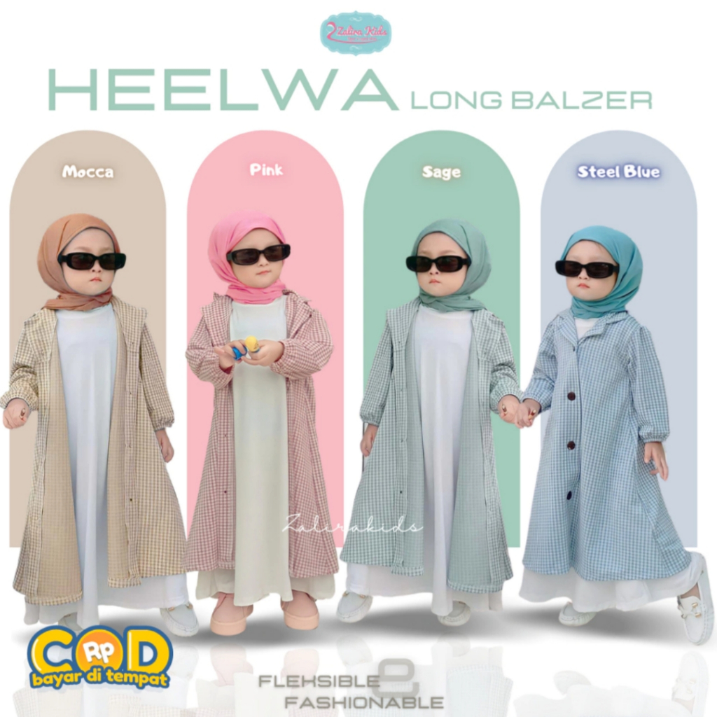 Gamis Anak Perempuan Heelwa series Blazer + Inner (baju dalaman) + Hijab umur 1 s/d 7 tahun