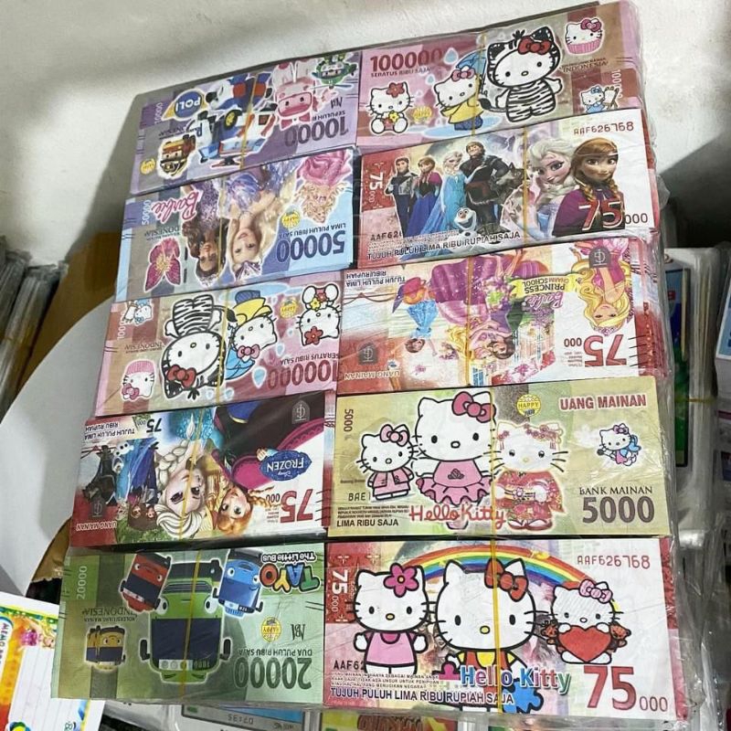 MAINAN UANG-UANGAN ANAK KARAKTER KARTUN ISI 1PLASTIK 10LEMBAR