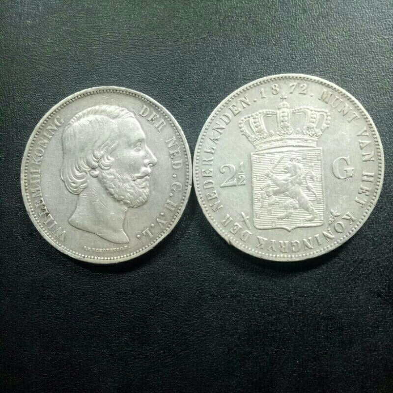 koin 2,5 GULDEN RAJA WILEM 3 bahan perak