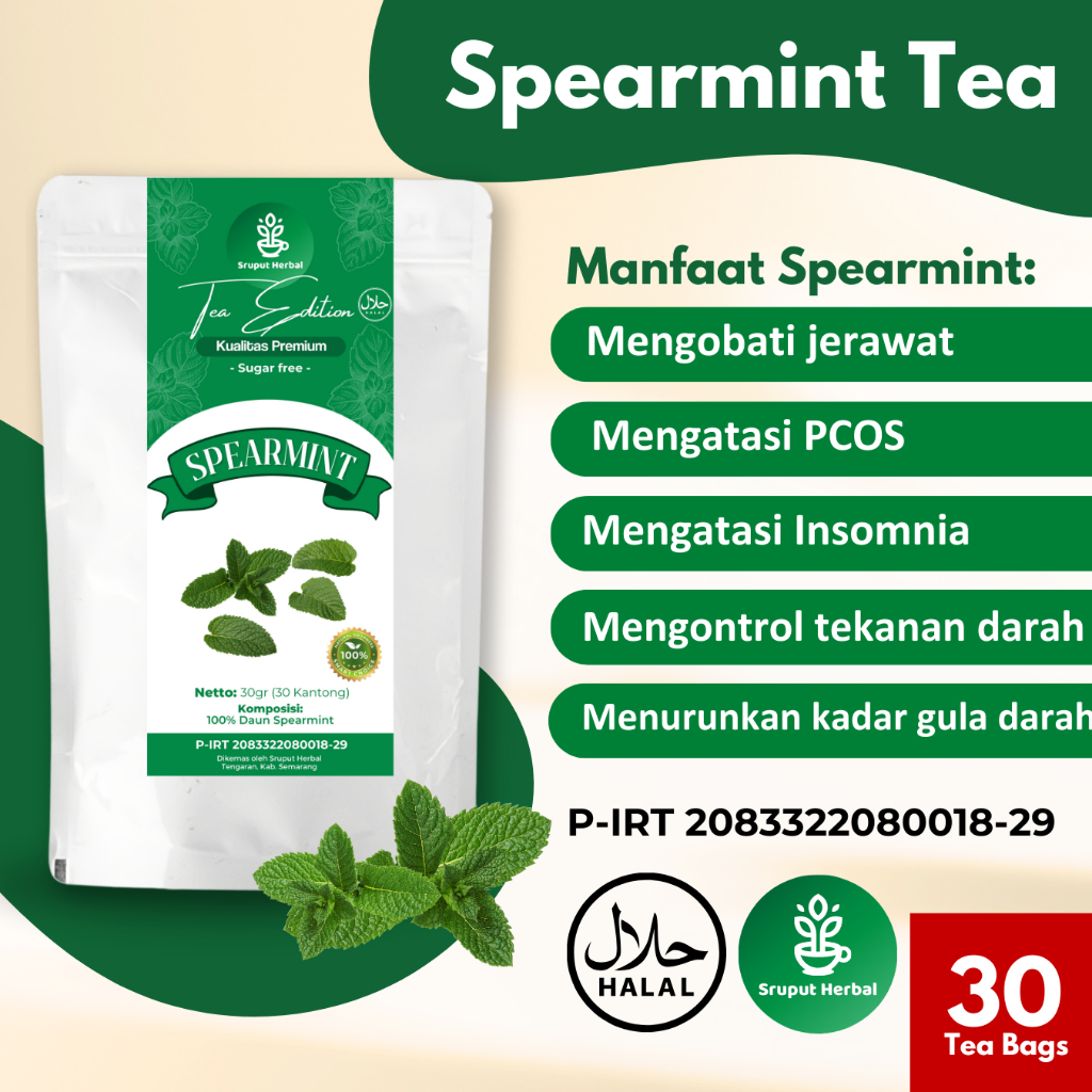 

Spearmint Tea | Teh Spearmint untuk Jerawat dan PCOS Isi 30 Tea Bag | Teh Pereda Jerawat | Teh Daun Spearmint Murni | Teh Obat Jerawat | Teh PCOS