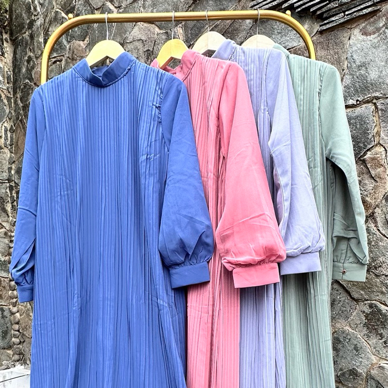 Kasa Heritage Dress Plisket Gamis Hari Raya Gamis Lebaran