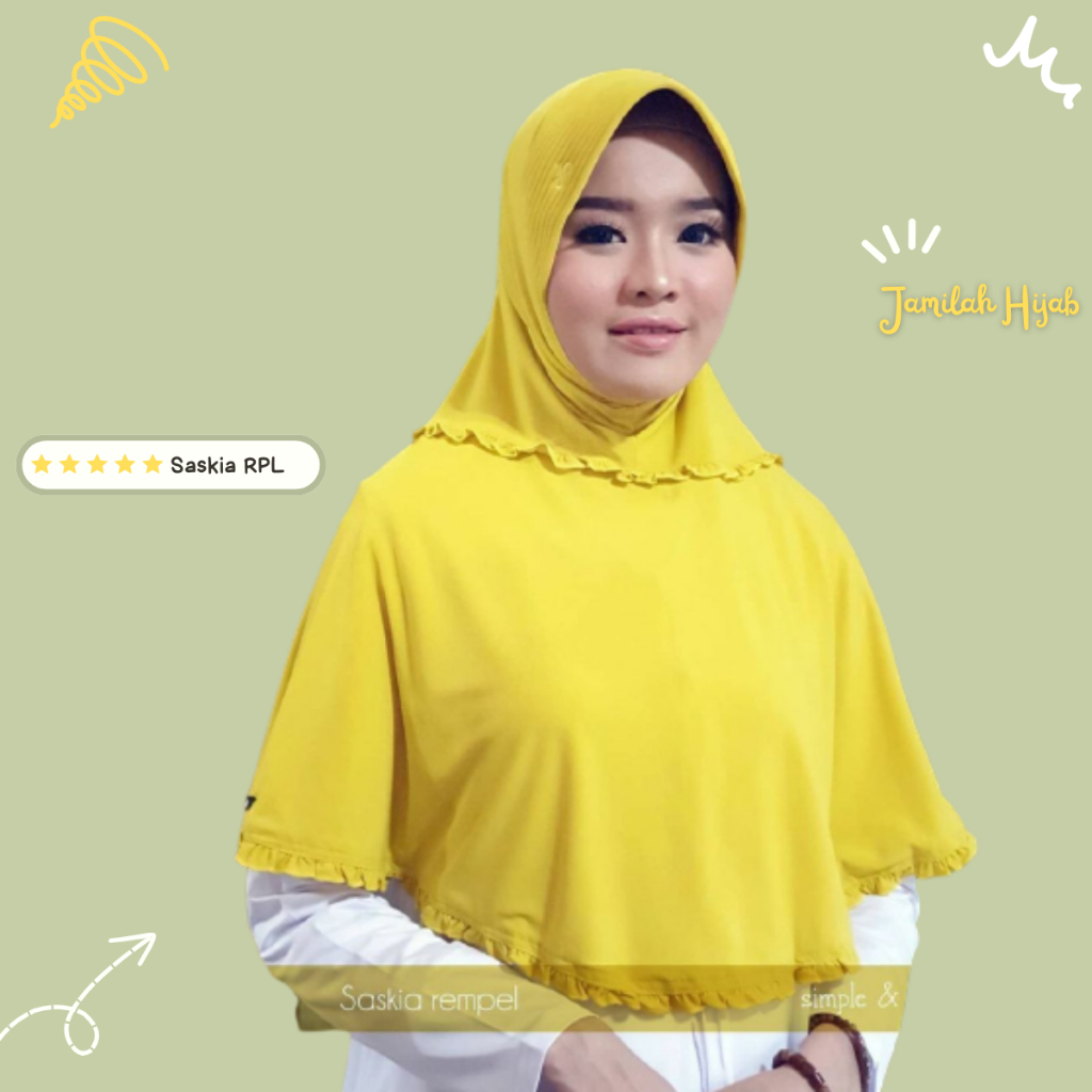 SASKIA REMPEL JILBAB BERGO ORIGINAL JAMILAH HIJAB Size L BAHAN JERSEY PREMIUM JILBAB INSTAN MURAH