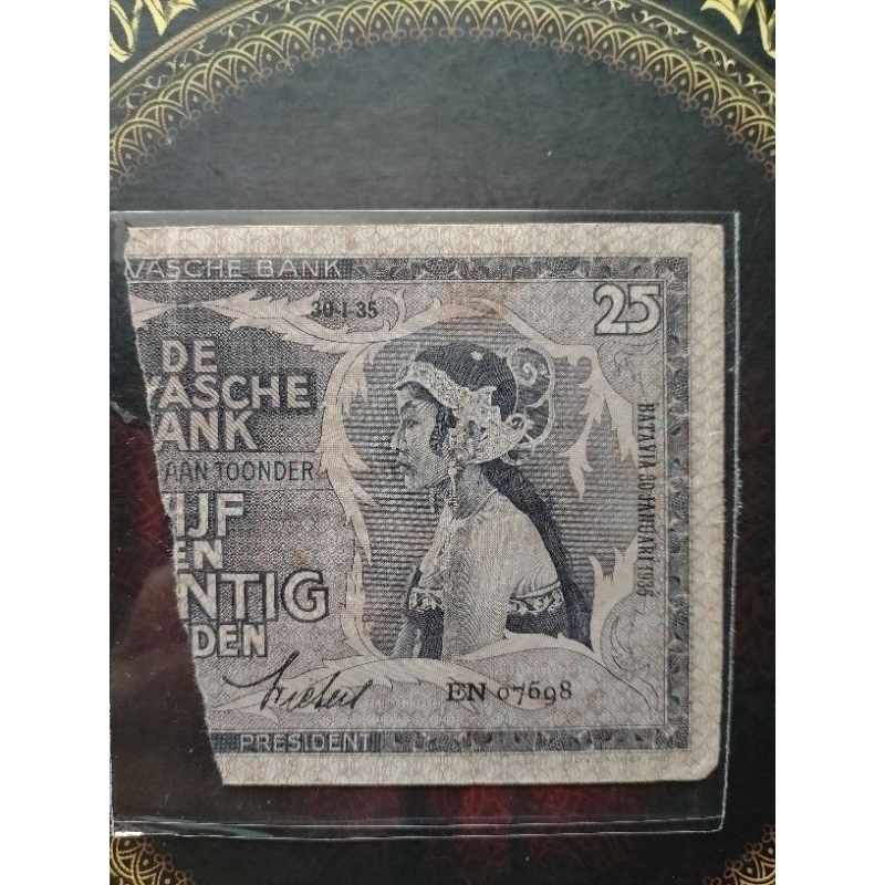 Uang Wayang 25 gulden 1935 sanering senering vf