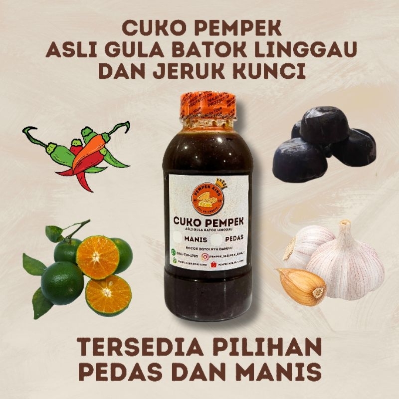 

Cuko 100 ML Pempek Palembang Pedas dan Manis gula linggau dan asam jeruk kunci premium