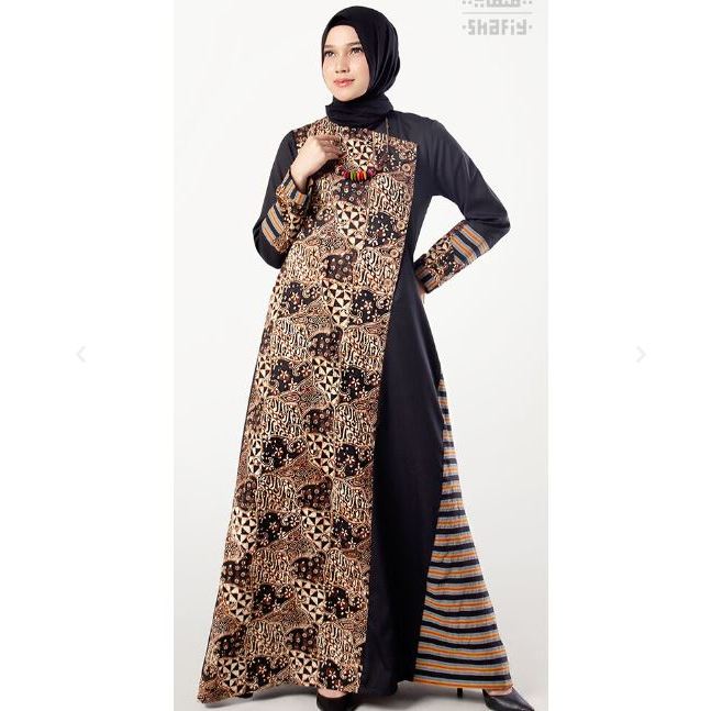Izara Gamis Batik Shafiy Original Modern Etnik Jumbo Kombinasi Polos Tenun Lurik Dress Wanita Muslimah Dewasa Kekinian Cantik Kondangan Blouse Batik Wanita Muslim Syari Premium Terbaru Dress Tradisional