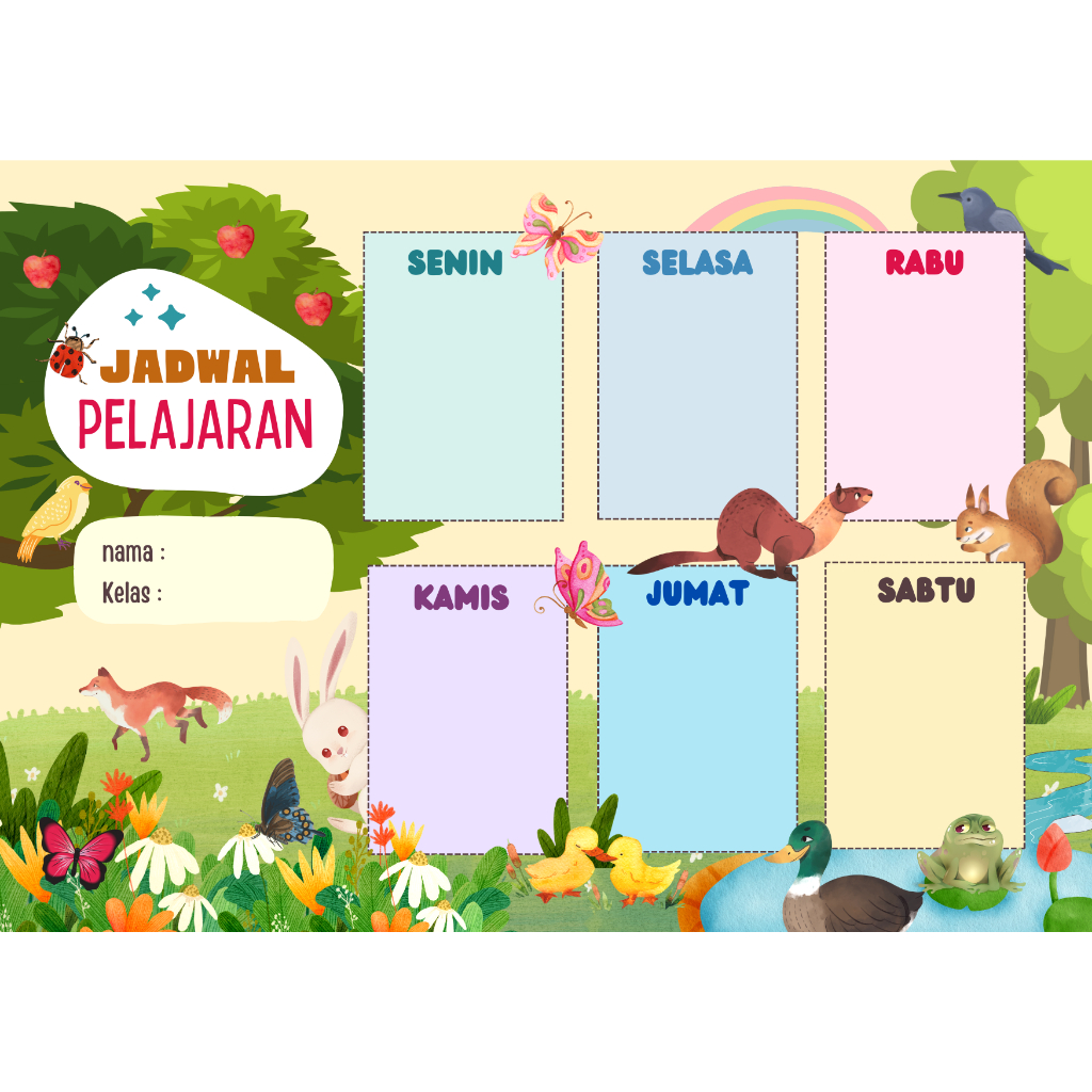 

Poster Jadwal Pelajaran / School Timetable / Untuk Anak Berkualitas Desain Menarik / A4 atau A3
