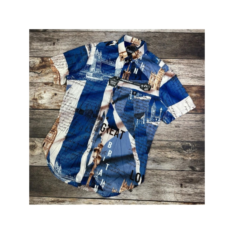 Kemeja Pria Hawai/Kemeja Pantai Abstrak Casual Lengan Panjang Distro