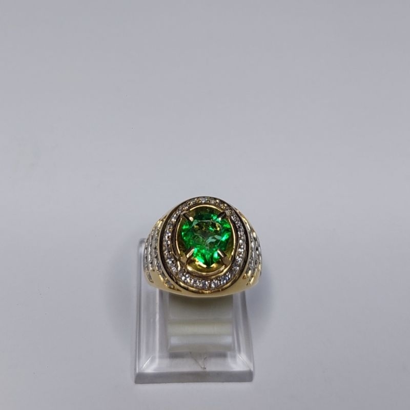 CINCIN PERAK NATURAL ZAMRUD COLOMBIA DI HIASI BERLIAN EROPA