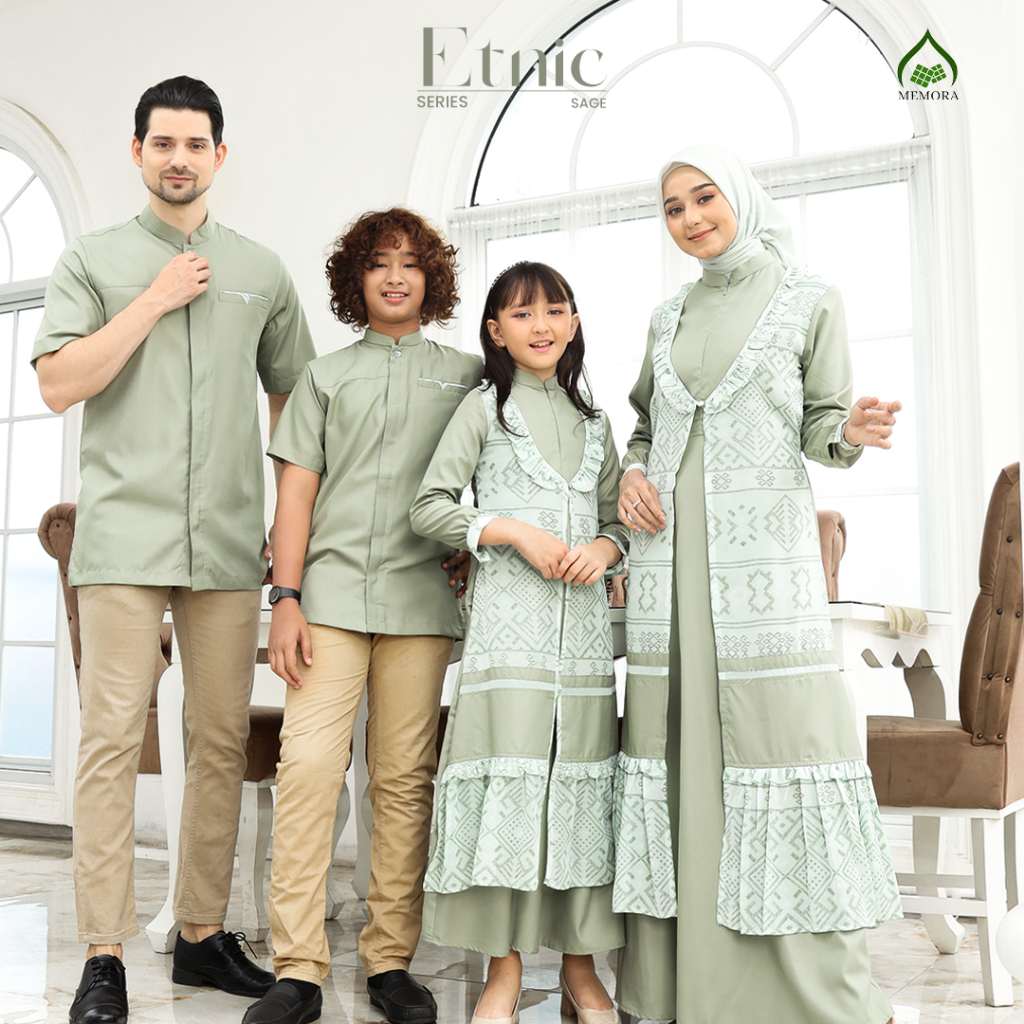 Baju Lebaran 2024 Couple Keluarga Series ETNIC SAGE By MEMORA - Sarimbit Keluarga 2024 Lebaran Origi