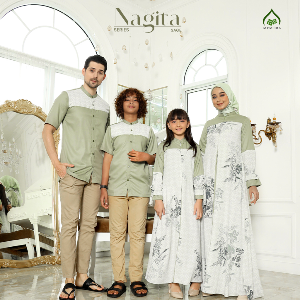 Baju Lebaran 2024 Couple Keluarga Series NAGITA SAGE By MEMORA - Sarimbit Keluarga 2024 Lebaran Orig