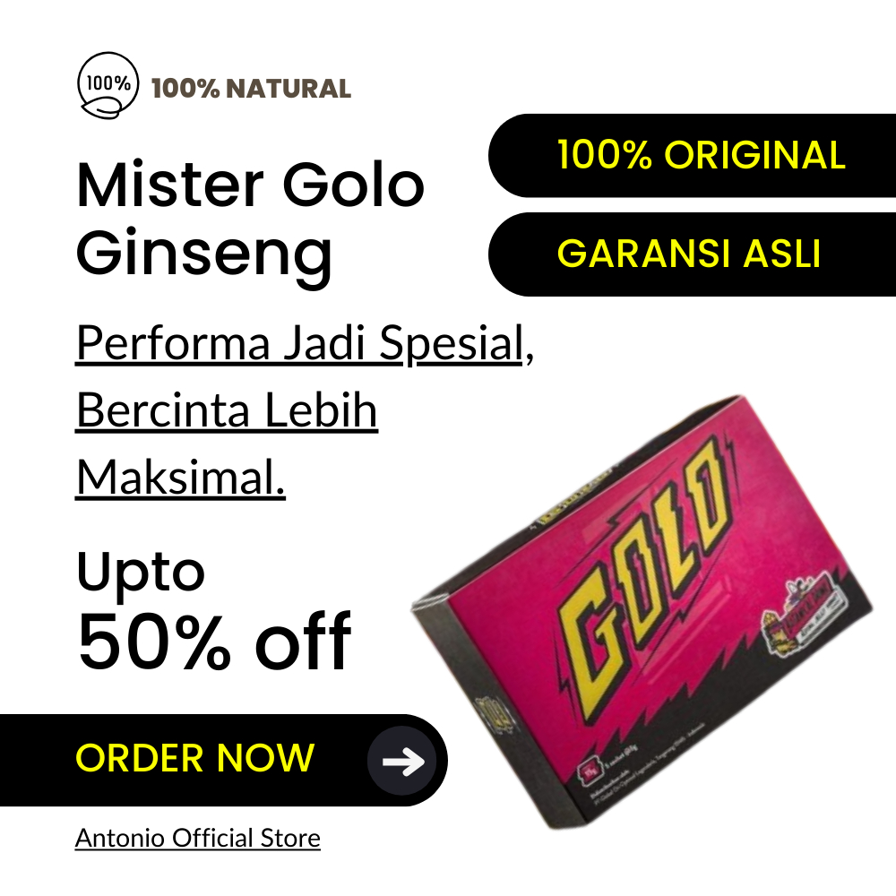 Mister GOLO GINSENG suplemen vitalitas stamina pria dewasa 1 box isi 5 saset - Obat kuat herbal taha