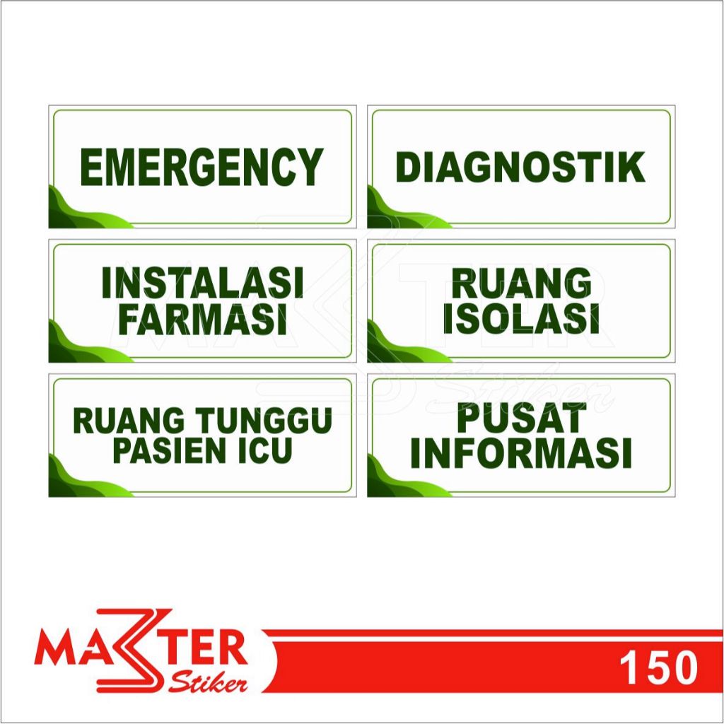 

150 - Stiker Nama Ruangan di Rumah Sakit, Puskesmas, Sticker Vinyl, Tahan Air, Termurah, Bisa Custom