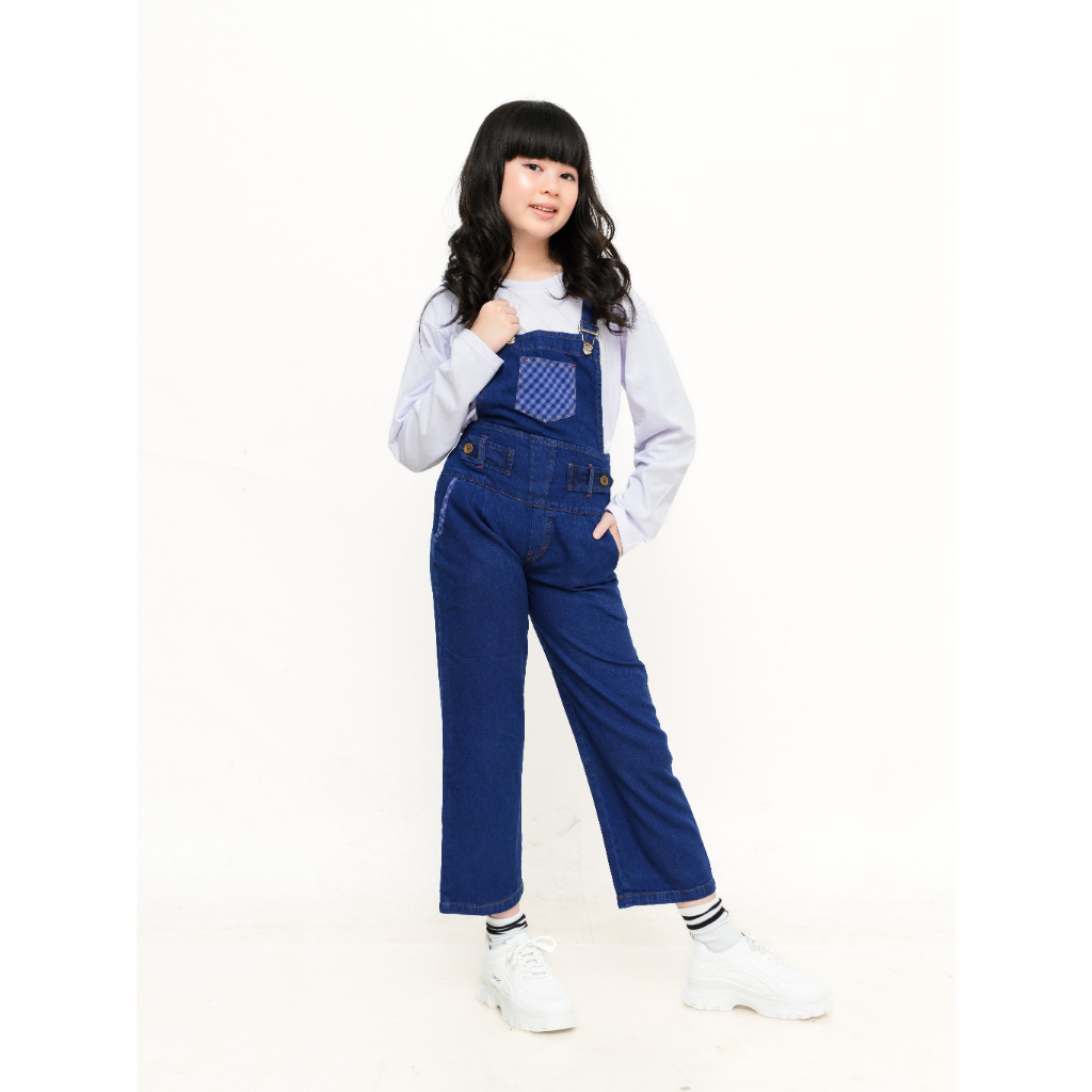 MOLDING - Overall Kulot Jeans Anak Perempuan Model Kancing Kotak 22000