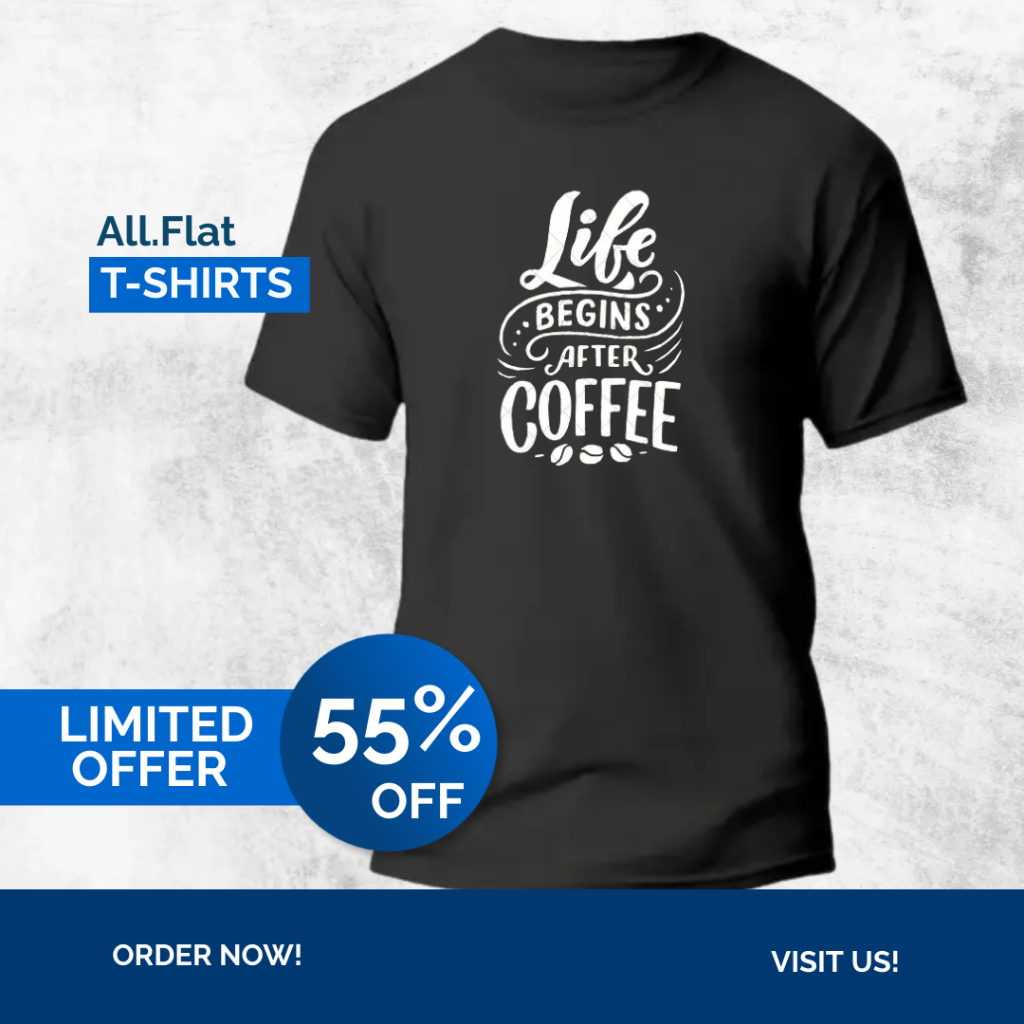 Tshirt Baju Kaos Distro / Kaos Distro Pria Wanita - LIFE BEGIN AFTER COFFEE