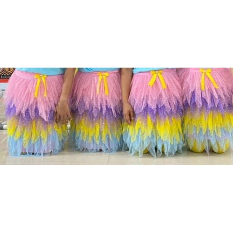 Rok Tutu Jarum Pelangi Dewasa Kombinasi Warna New Model Korean Style - Rok Tutu Mini Dewasa