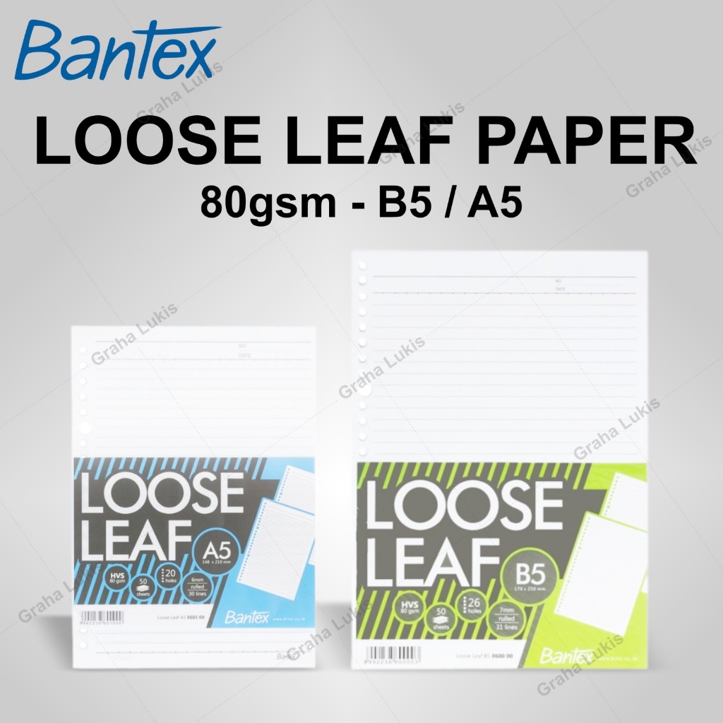 

Bantex Loose Leaf Paper 80gsm - B5 / A5 - Refill isi binder