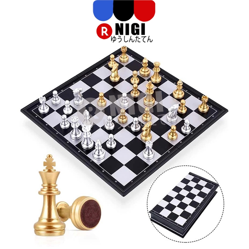 NIGI Catur Magnet Chess Board Game dengan 32 Potongan Catur Emas & Perak