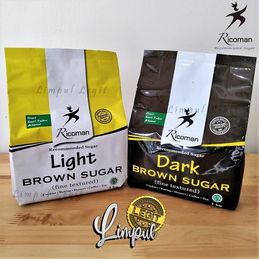 

Ricoman Light Brown Sugar 1Kg | Ricoman Dark Brown Sugar 1 Kg | Gula Termurah Stok Terbaru