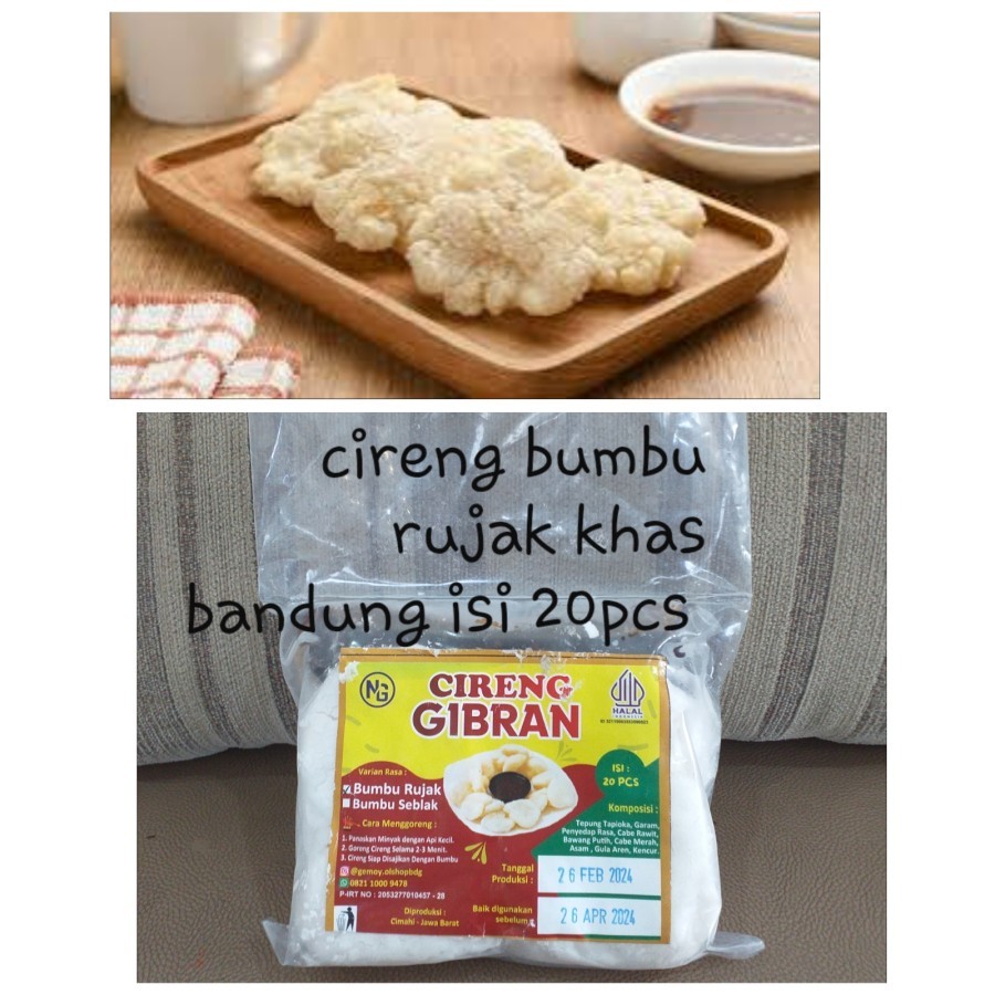 

Cireng Rujak Bumbu GIBRAN isi 20 pcs Khas Bandung toppp