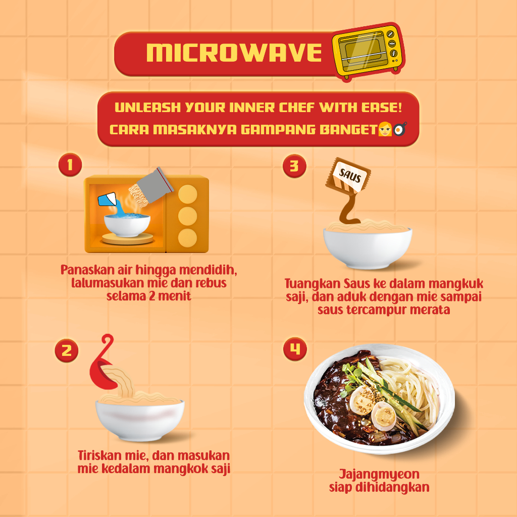 Mujigae by Wonhae Jajangmyeon 265 gr /  Mie Saus Pasta Kedelai Hitam Korea / Jjajjangmyeon / JJajangmyeon / Jjangmyun / Makanan Korea Instan Halal-3