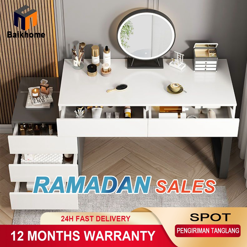 Baikhome Meja Rias meja kosmetik /Meja Rias Modern Minimalis Meja Rias Putih/Abu-abu gaya ins Kamar 