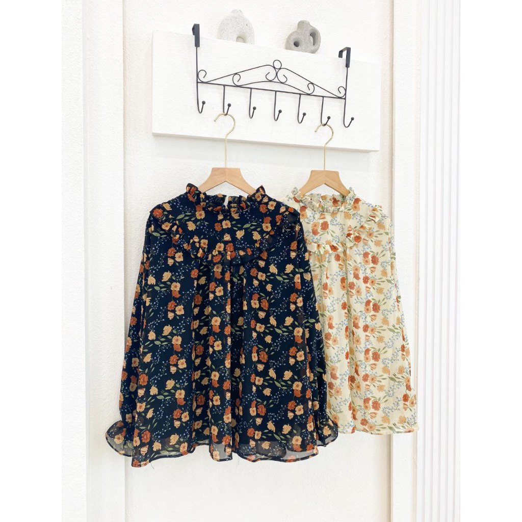 HANA blouse ceruty/atasan wanita Ceruty motif/Korea blouse