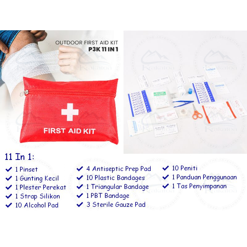 First Aid Kit 11 In 1 - Perlengkapan Alat Medis P3K - Tas Obat Lengkap Dengan Isi