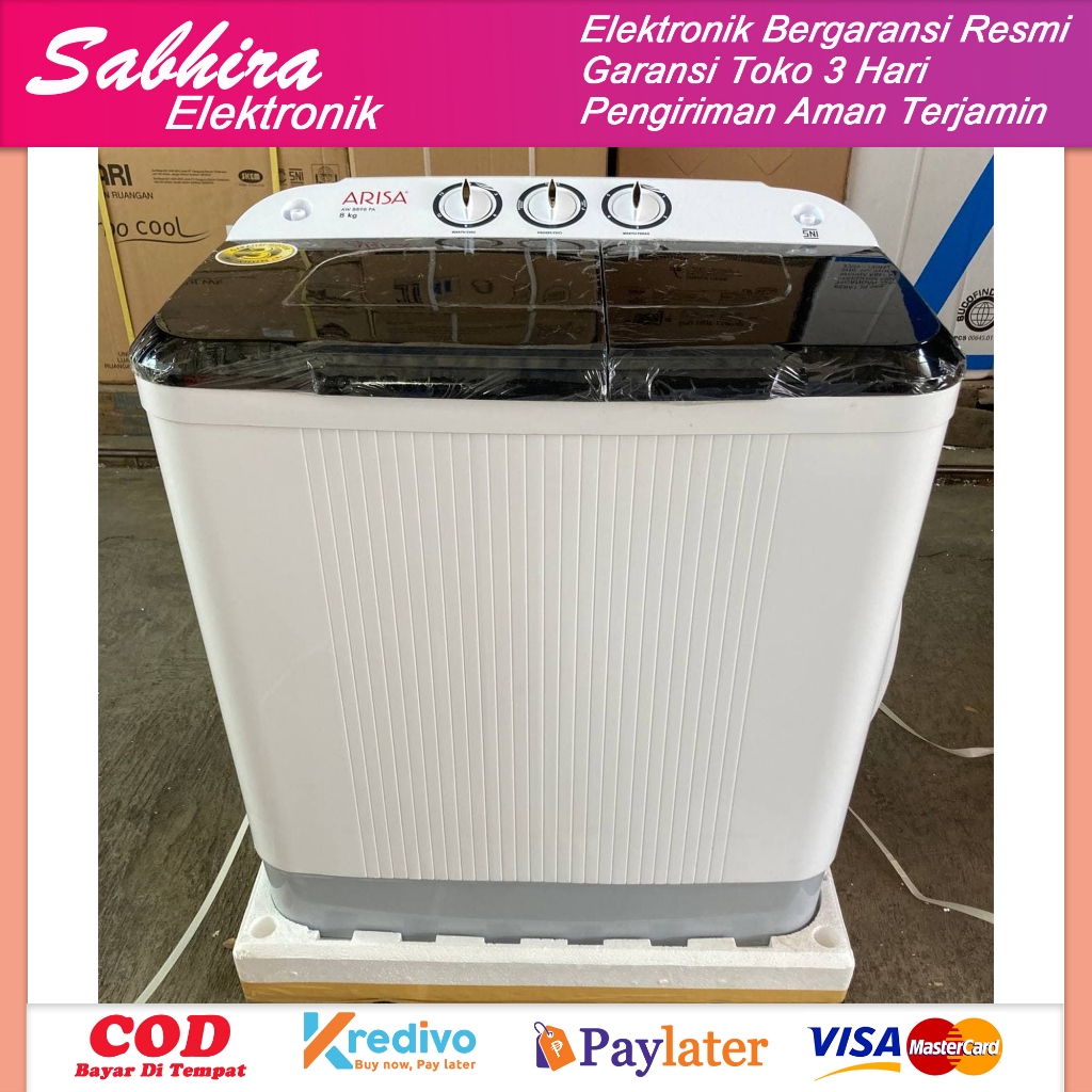 MESIN CUCI BANDUNG  MESIN CUCI 2 TABUNG ARISA 8898 HEMAT DAYA 120 WATT 8KG ( Khusus Bandung )