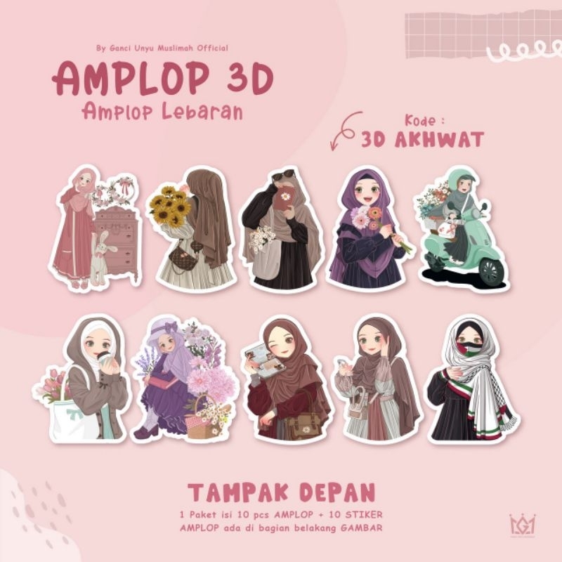 

Amplop 3D lebaran Unyu muslimah